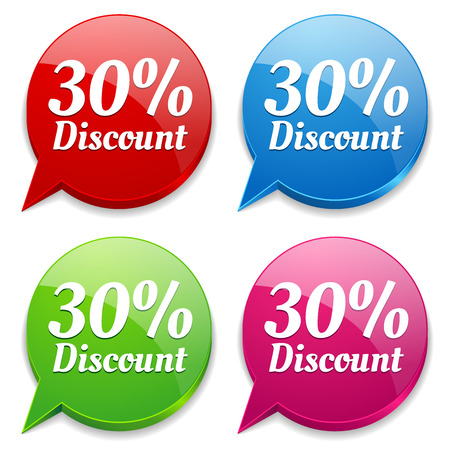 Colorful round thirty percent discount speech bubblesのイラスト素材