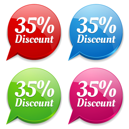Colorful round thirty-five percent discount speech bubblesのイラスト素材