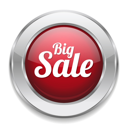 red silver big sale buttonのイラスト素材