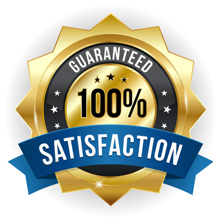 Gold blue hundred percent satisfaction badgeのイラスト素材