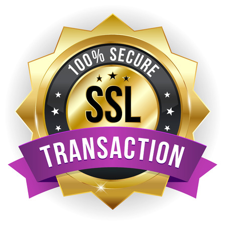 Gold purple secure transaction badgeのイラスト素材