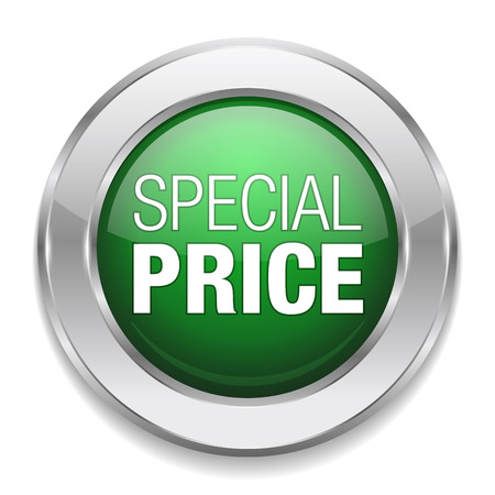 Silver green special price buttonのイラスト素材