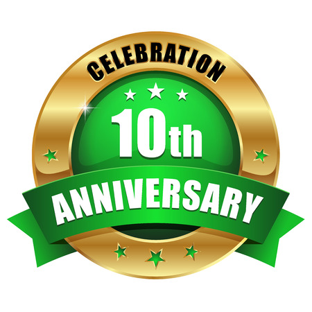 Green gold ten year anniversary badgeのイラスト素材