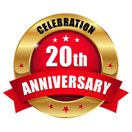 Red gold twenty year anniversary badgeのイラスト素材
