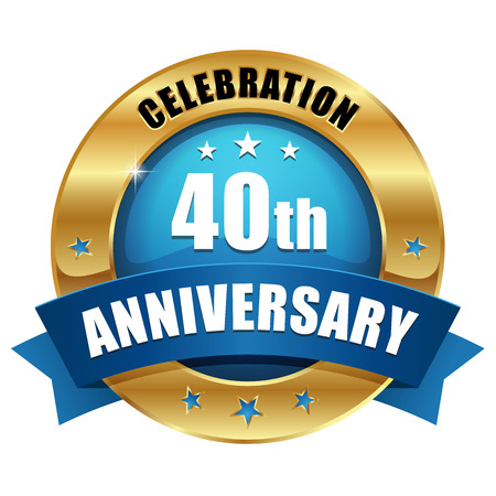 Blue gold forty year anniversary badgeのイラスト素材