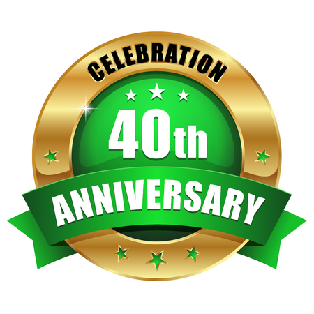 Green gold forty year anniversary badgeのイラスト素材