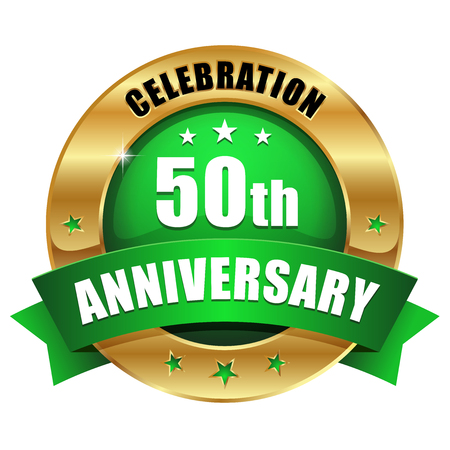 Green gold fifty year anniversary badgeのイラスト素材
