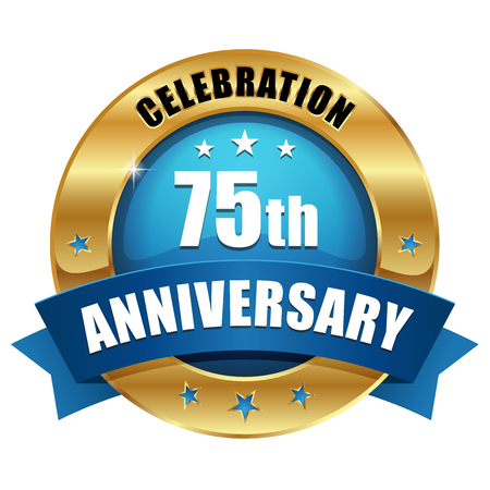 Blue gold seventy-five year anniversary badgeのイラスト素材