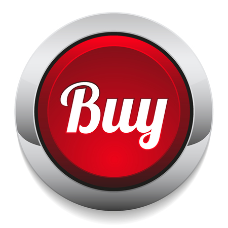 Red round buy button with metallic borderのイラスト素材