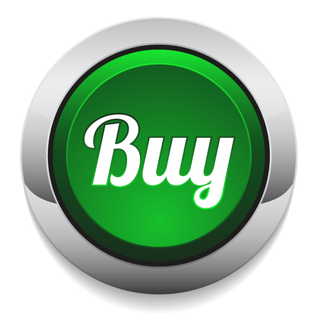 Green round buy button with metallic borderのイラスト素材