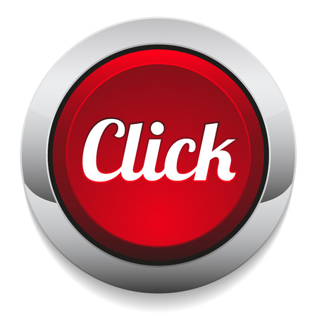 Red round click button with metallic borderのイラスト素材