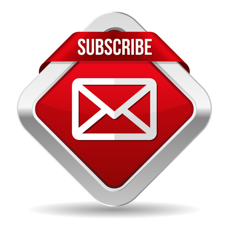 Red square subscribe button with metallic borderのイラスト素材