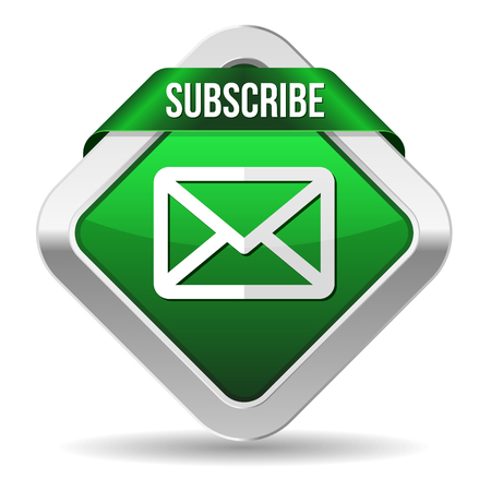 Green square subscribe button with metallic borderのイラスト素材