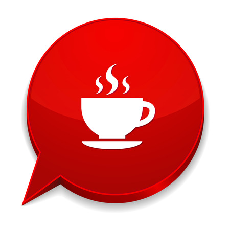 Red round speech bubble with coffee iconのイラスト素材