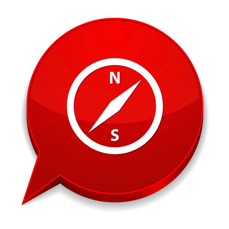 Red round speech bubble with compass iconのイラスト素材