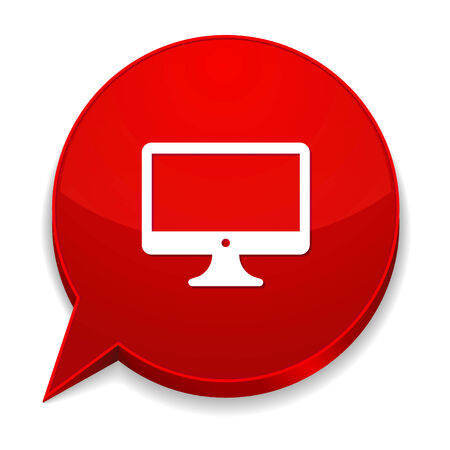 Red round speech bubble with desktop iconのイラスト素材