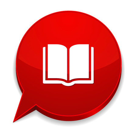 Red round speech bubble with ebook iconのイラスト素材