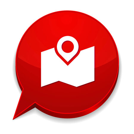 Red round speech bubble with map iconのイラスト素材