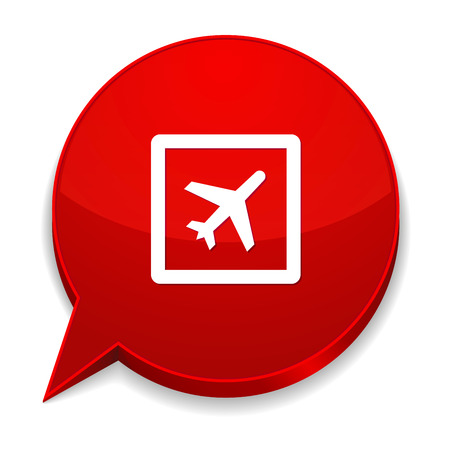 Red round speech bubble with airplane iconのイラスト素材
