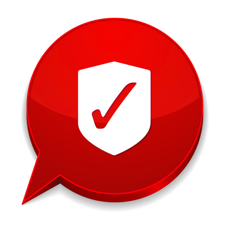 Red round speech bubble with shield iconのイラスト素材