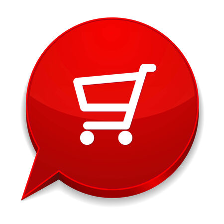 Red round speech bubble with shop iconのイラスト素材