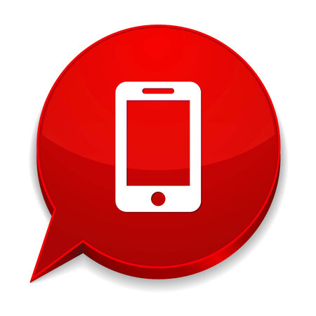 Red round speech bubble with smartphone iconのイラスト素材