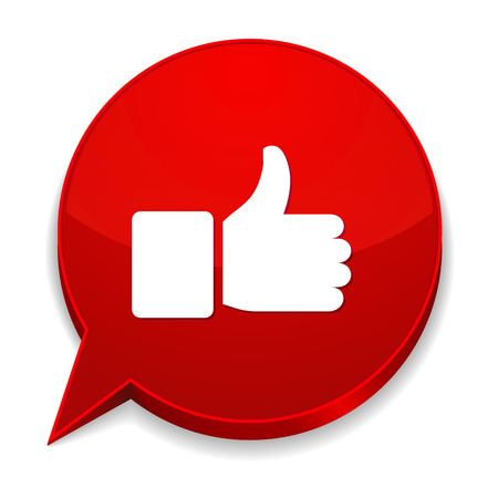 Red round speech bubble with thumb iconのイラスト素材