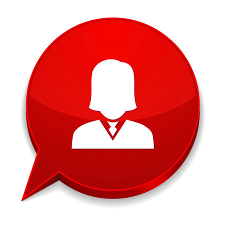 Red round speech bubble with female iconのイラスト素材
