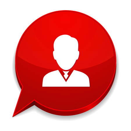 Red round speech bubble with male iconのイラスト素材