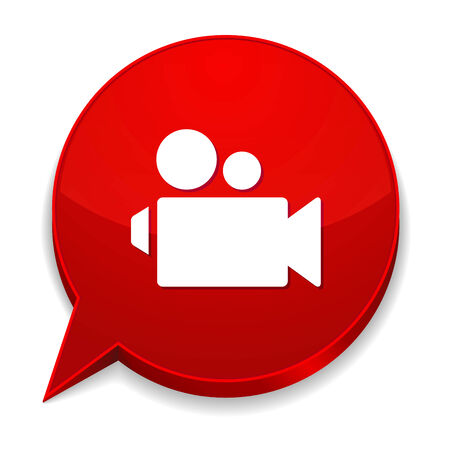 Red round speech bubble with video iconのイラスト素材