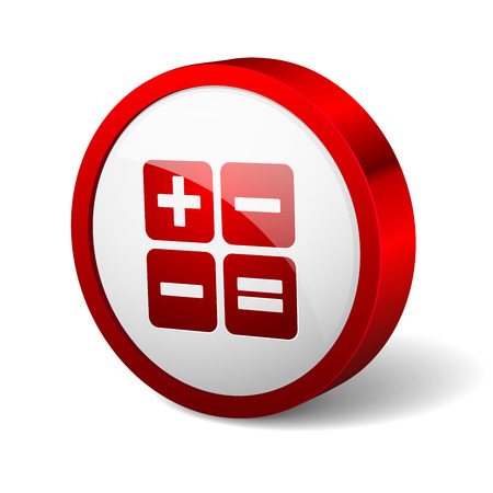 Red round button with calculator iconのイラスト素材