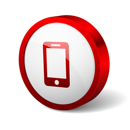 Red round button with phone iconのイラスト素材