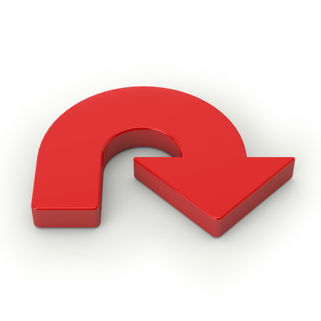 Big red arrow on white backgroundの写真素材