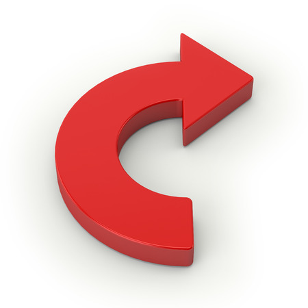Big red arrow on white backgroundの写真素材