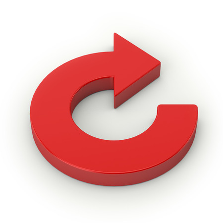 Big red arrow on white backgroundの写真素材