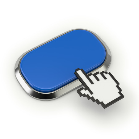 Blue roundend vote button with metallic borderの写真素材