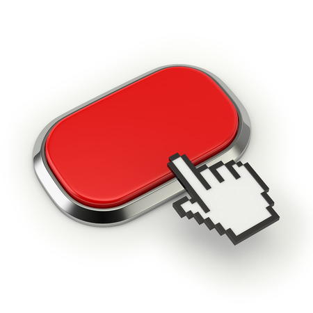 Red roundend button with metallic borderの写真素材