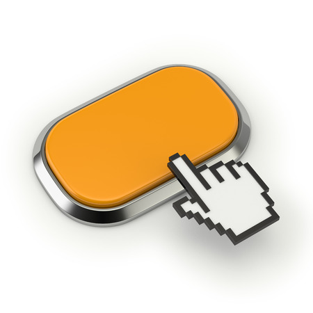Yellow roundend button with metallic borderの写真素材