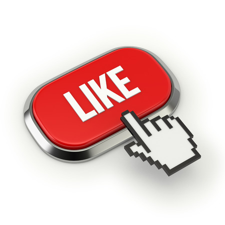 Red roundend like button with metallic borderの写真素材