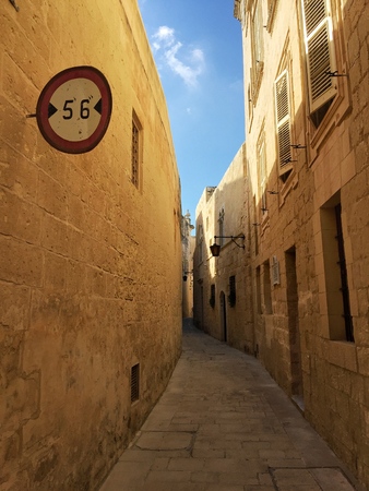 go through the old townの写真素材