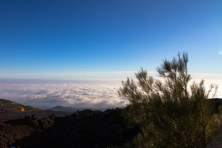 above the sky but under the volcanoの写真素材