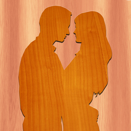 Romantic Couple made with woodの写真素材