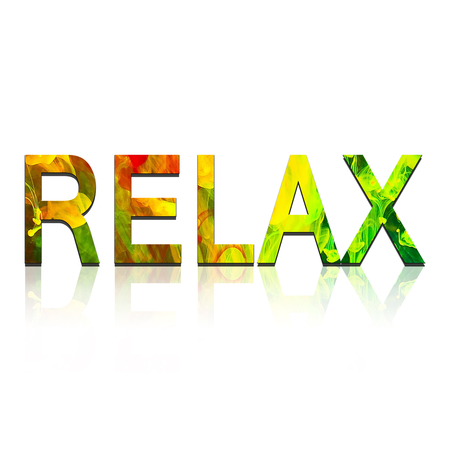 Colorful Text RELAX in white Backgroundの写真素材