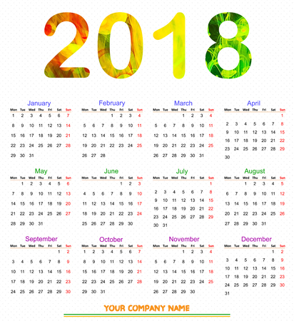12 months Calendar Design 2018 printable and editableのイラスト素材