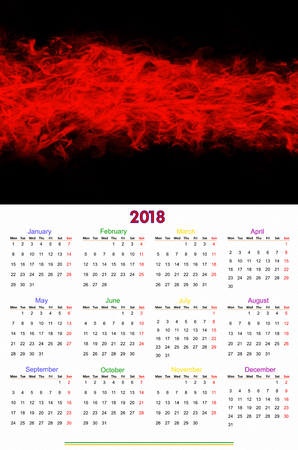 12 months Calendar Design 2018 printable and editableのイラスト素材