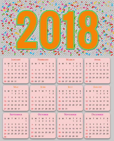 12 months Calendar Design 2018 printable and editable.のイラスト素材