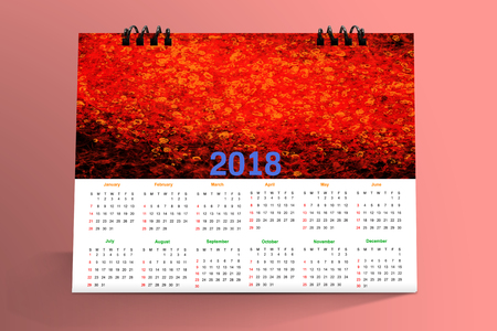 12 Months Desktop Calendar Design 2018の写真素材
