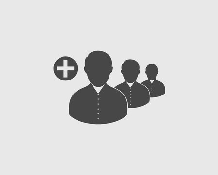 Increase or Add users Icon on gray backgroundのイラスト素材