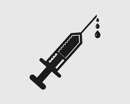 Injection Icon with drop of medicine on gray backgroundのイラスト素材