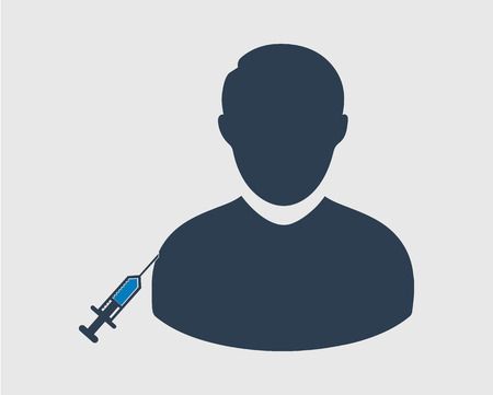 Push Injection to patient Icon on gray background.のイラスト素材